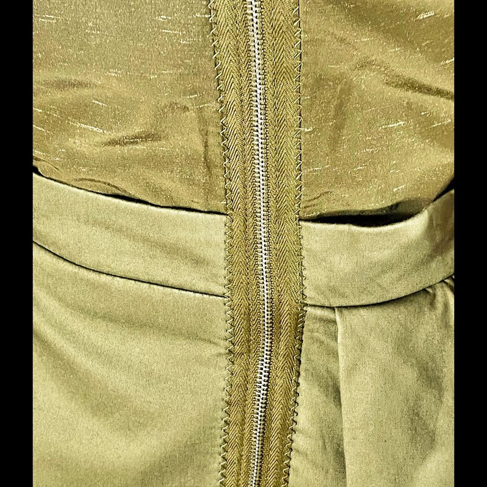 ▪️CARVEN▪️Green Ruffle Accent Exposed Zipper Asymmetric Dress - Picture 4 of 7